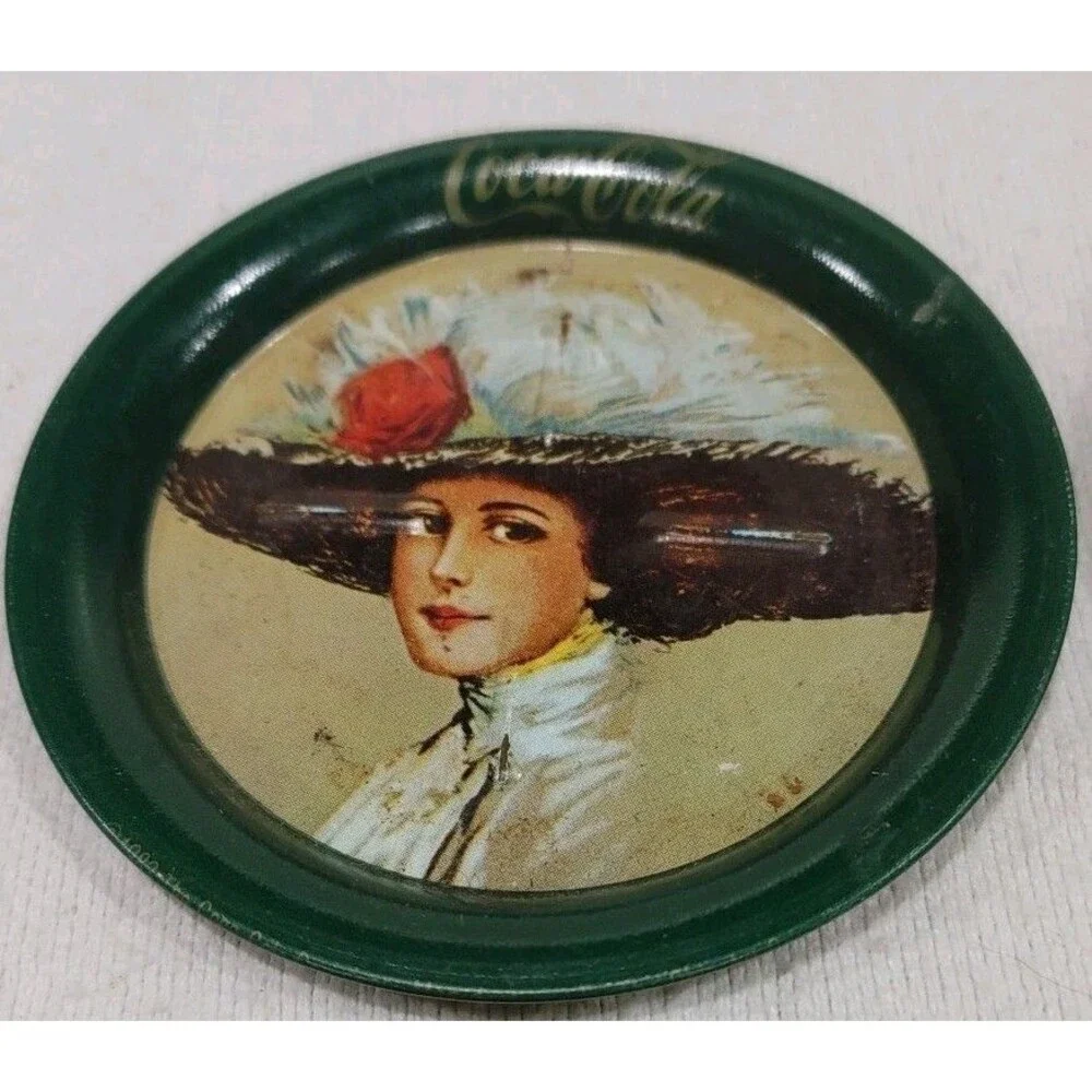 4 Coca Cola Drink Coasters Set Vtg 1983 Repro Display Ohio Art Advertising 3.5